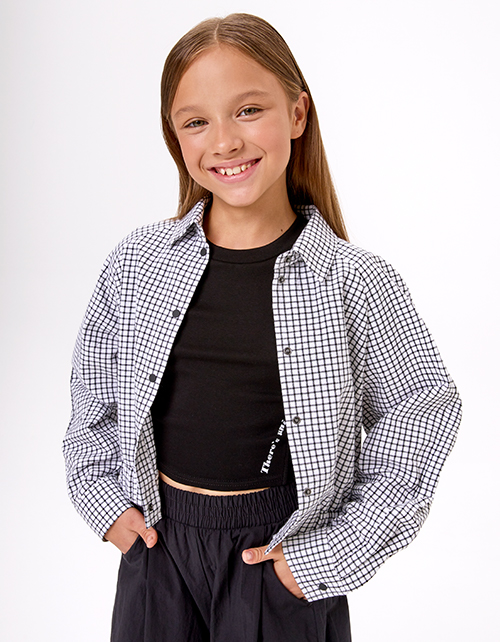 Укороченный жакет-рубашка для девочки