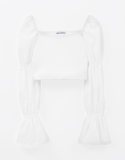 Укороченная молочная блузка для девочки Укороченная молочная блузка для девочки