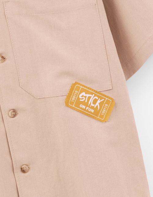 Льняная рубашка с коротким рукавом для мальчика Льняная рубашка с коротким рукавом для мальчика