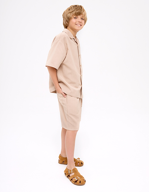 Льняная рубашка с коротким рукавом для мальчика Льняная рубашка с коротким рукавом для мальчика