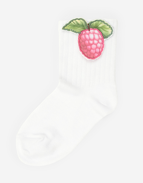 Белые носки с малиной для девочки Белые носки с малиной для девочки