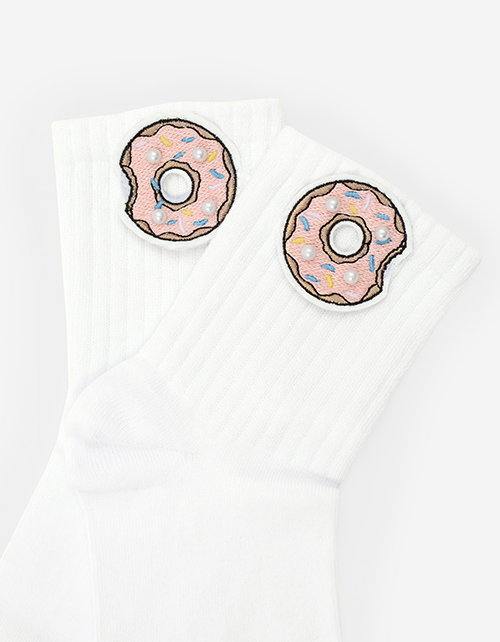 Белые носки с пончиками для девочки