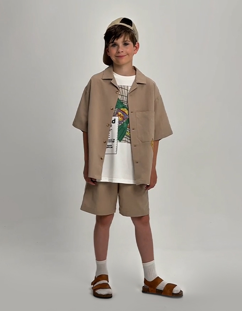 Льняная рубашка с коротким рукавом для мальчика