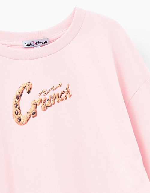 Пудрово-розовая укороченная футболка для девочки