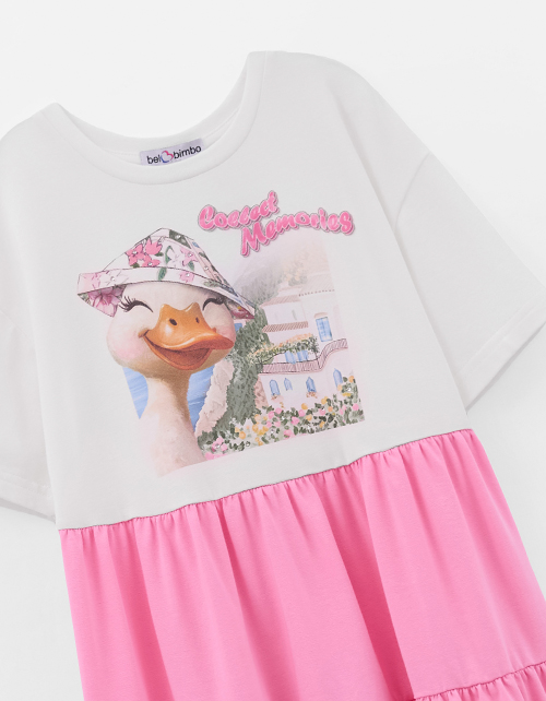 Яркое платье с каскадной юбкой для девочки