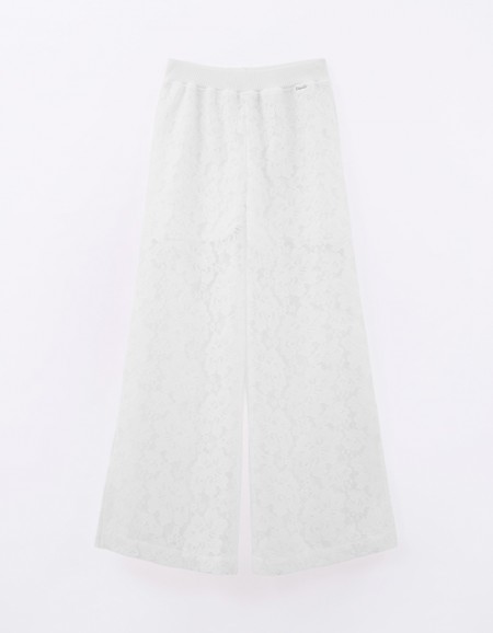 Кружевные брюки прямые с разрезами для девочки