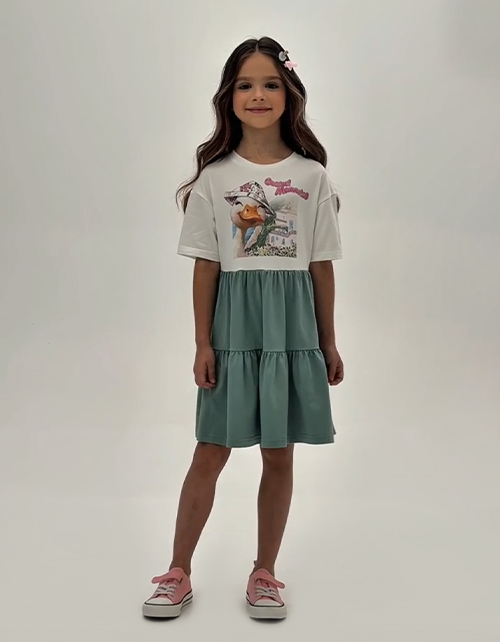 Платье с каскадной юбкой для девочки